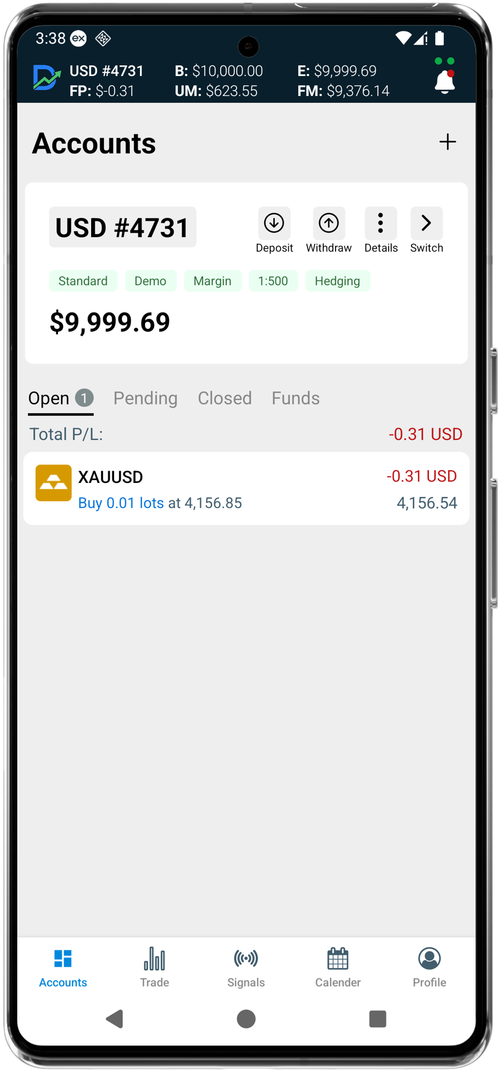 DemoTrader economic calendar on mobile and account setup on desktop on mobile